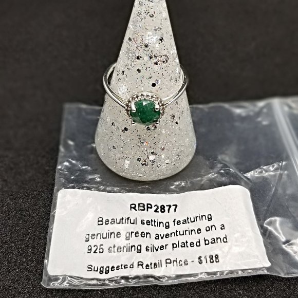 Sterling Silver Aventurine Ring Green Size 9 Ring Bomb Party - Picture 4 of 4